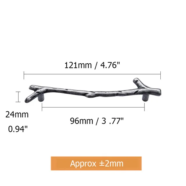 10 шт. ручка для мебели на ветке дерева 96 мм 128 мм черная Серебристая бронза ручки для кухонного шкафа ручки для выдвижных ящиков дверные ручки Фурнитура - Цвет: Silcver 96mm