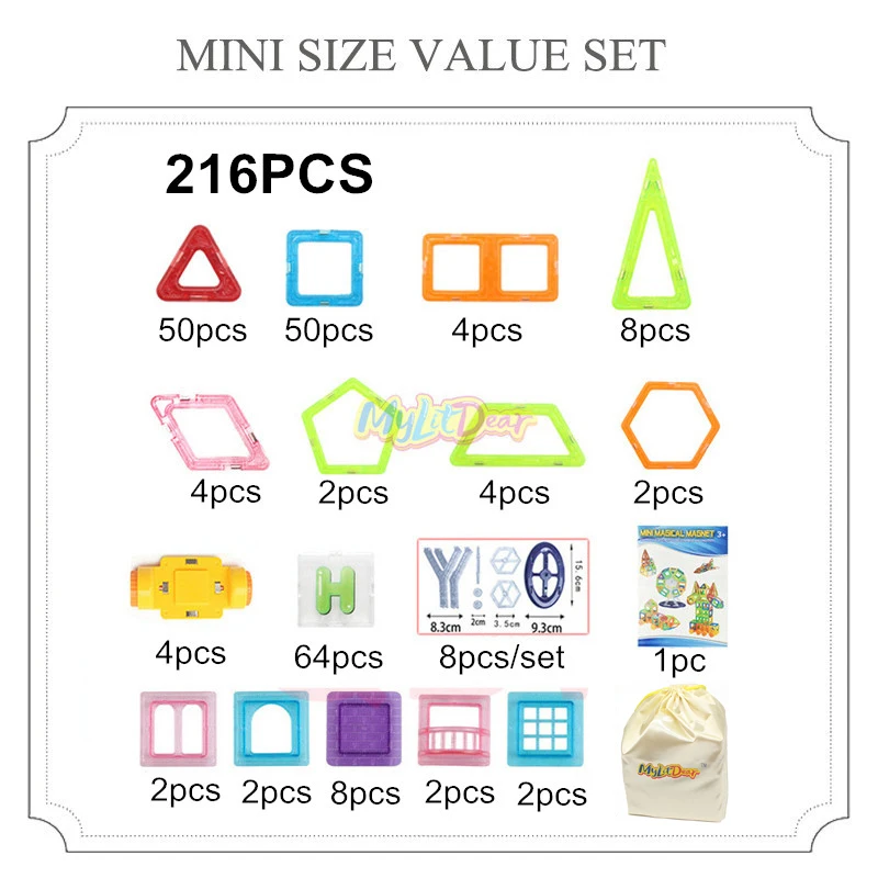 110-216 шт. Набор Мини Магнитный дизайнерский комплект Магнит строительные плитки прозрачный цвет магнитный 3D строительный блок творчество игрушки для детей - Цвет: Темно-серый