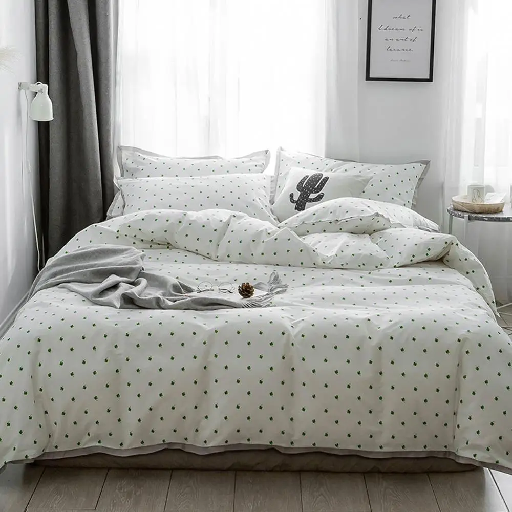 

2019 INS Green Leaves Fresh Bed Cover Duvet Cover Set Cotton Bedding Set Bedlinens Twin Queen King Flat Sheet Fitted Sheet