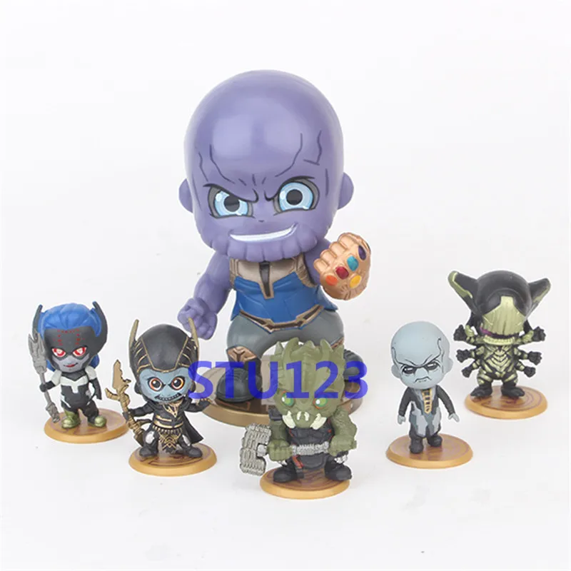 

6Pcs/Set The Avengers: Infinity War Megamind Thanos Q version Car decoration Shaking head Action Figure Model Toys Bagged N818