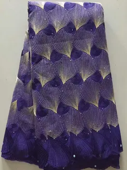 

New style embroidery tulle lace fabric with beads good looking 2019 French net lace fabric for party dress