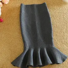 50 шт./лот Fedex Быстрая в Корейском стиле женские рыбий хвост юбка тонкий Вязание русалка юбка Универсальный Размер Черный Красный