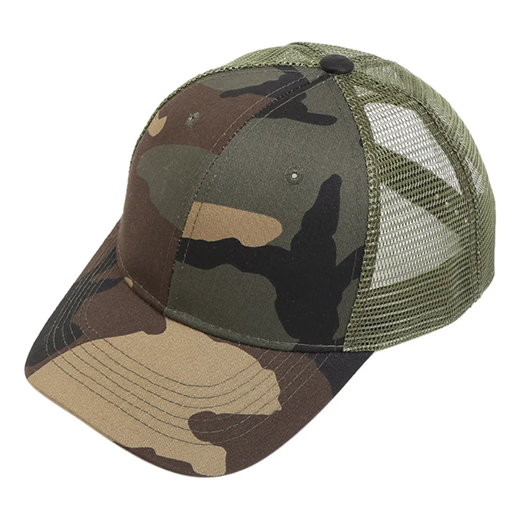 Summer Hat Men Army Camouflage Plain Camo Mesh Baseball Visor Cap Dad Hat gorras para hombre