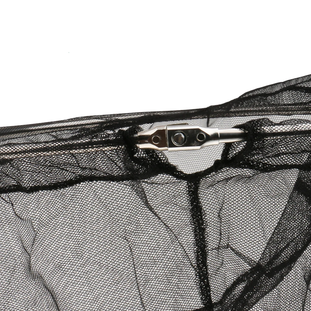 Folding Stainless Steel Frame Nylon Coarse Fishing Landing Net Head Black Red de pesca filet de peche