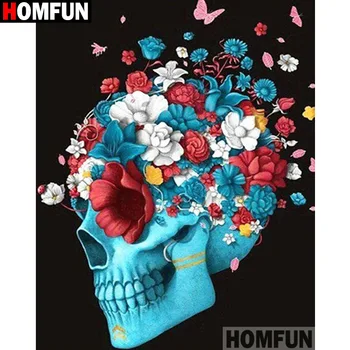 

HOMFUN Full Square/Round Drill 5D DIY Diamond Painting "Flower skull" 3D Diamond Embroidery Cross Stitch Home Decor A19006