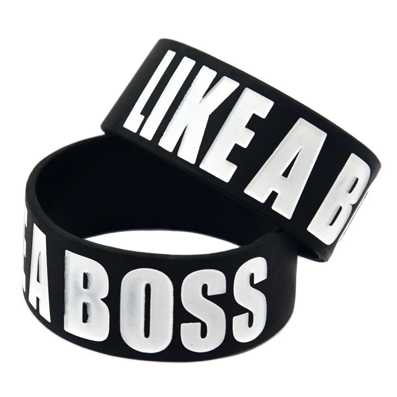 

OneBandaHouse 1PC 1 Inch Wide Bangle Like A Boss Funny Silicone Wristband Simple Decoration Bracelet