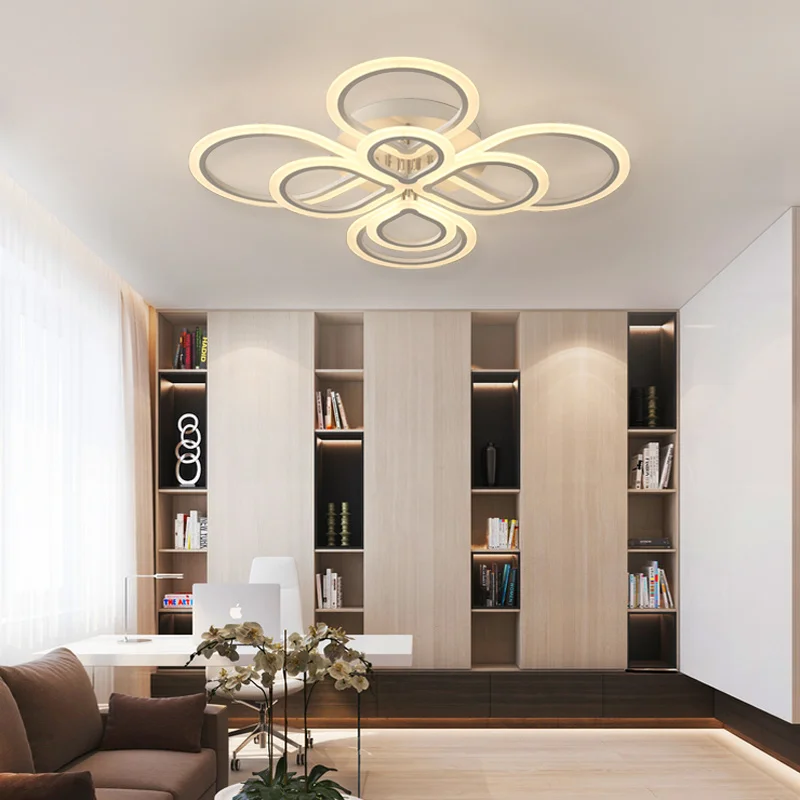 

Surface mounted Remote dimming modern led Chandelier lights for living room Bedroom White AC180-240V Home decor lights fixtures