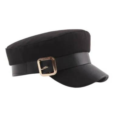 SILOQIN Женская плоская кепка Элегантная новинка армейские кепки стиль металлическая пряжка на ремень украшение теплая шапка s Женская зимняя шапка - Цвет: black