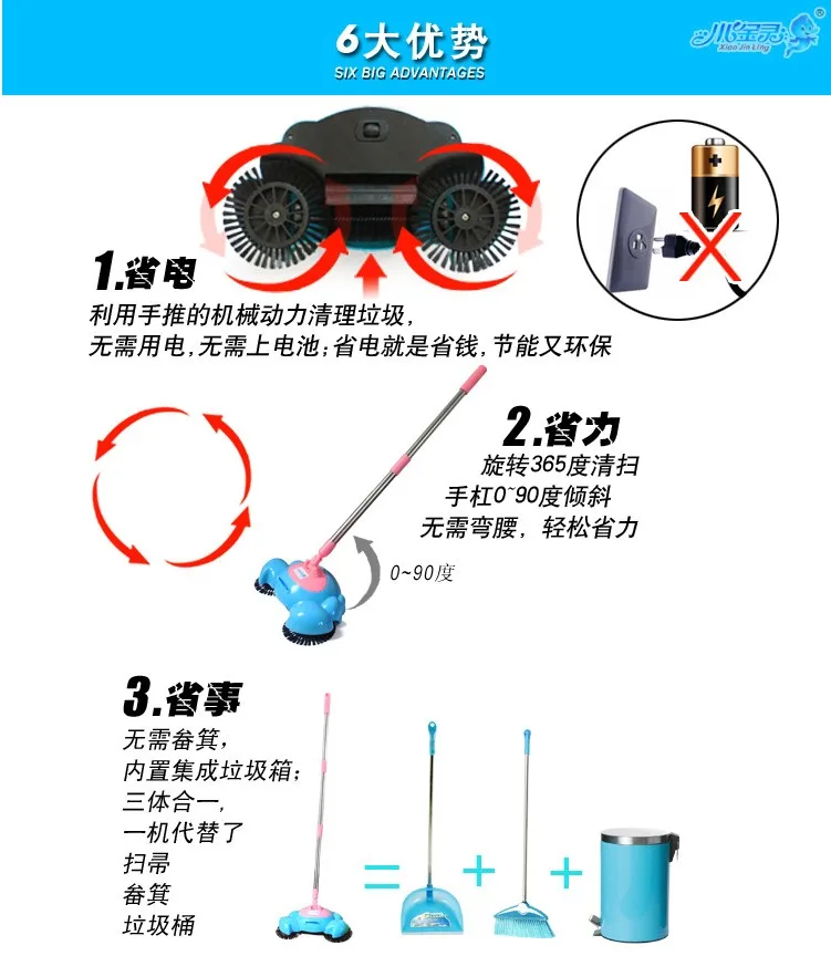 Уборочная машина бытовой без электричества толкатель метла и совок для мусора комбинация