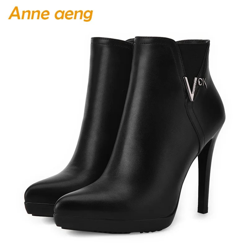 

2019 New Winter Women Ankle Boots Platform High Heel Pointed Toe Zip Elegant Sexy Ladies Snow Boots Black Women Shoes Size 34-39