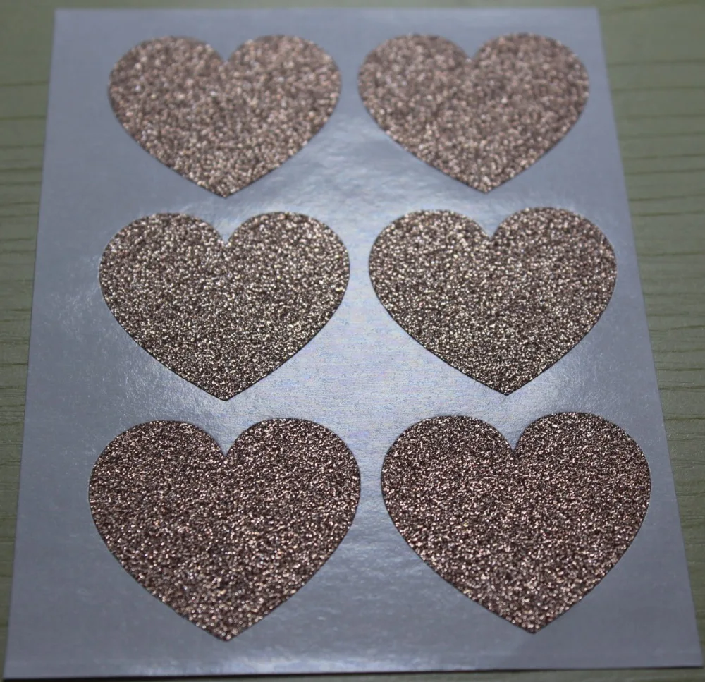 3.8cm Large Rose Gold Glitter Heart Stickers