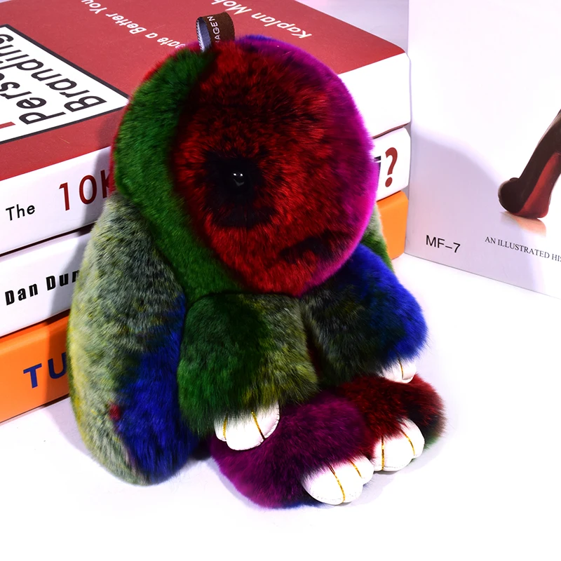 

Rabbit Fur Pendant Keychain Rex Rabbit Hair Car Sticker Holder Ring Chain Key Ring Exceed Adorable Rabbit Key Chain