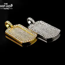 Mujeres Hombres Dogtag completo Declaración de piedra de Alta Calidad Chapado En Oro de Hip Hop Collar Fino Accesorios Vacaciones