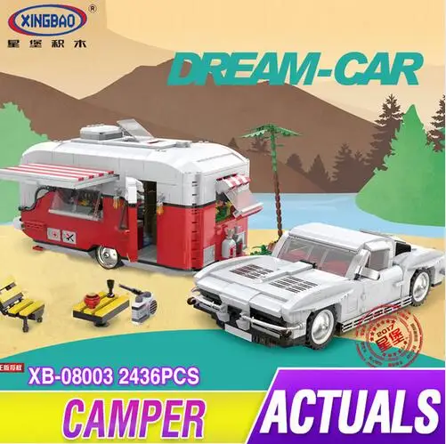 

XingBao 08003 2436Pcs New Creative Series The MOC Camper Set Children Educational Building Blocks Bricks Toys Model Gifts