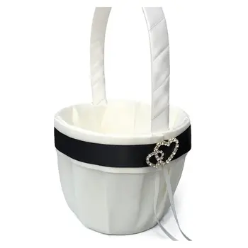 

Flower Girl Basket for Wedding Collection Traditional White+black