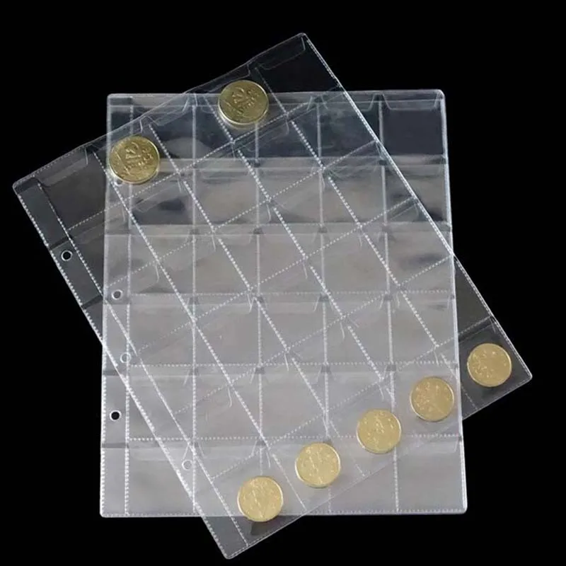 promo 1pc 30 pockets coin album page folder clear pockets coin clear sheet folder