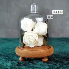 Сохраненные свежими цветок деревянная основа украшения прозрачный чехол от пыли украшение десерт торт сковородка