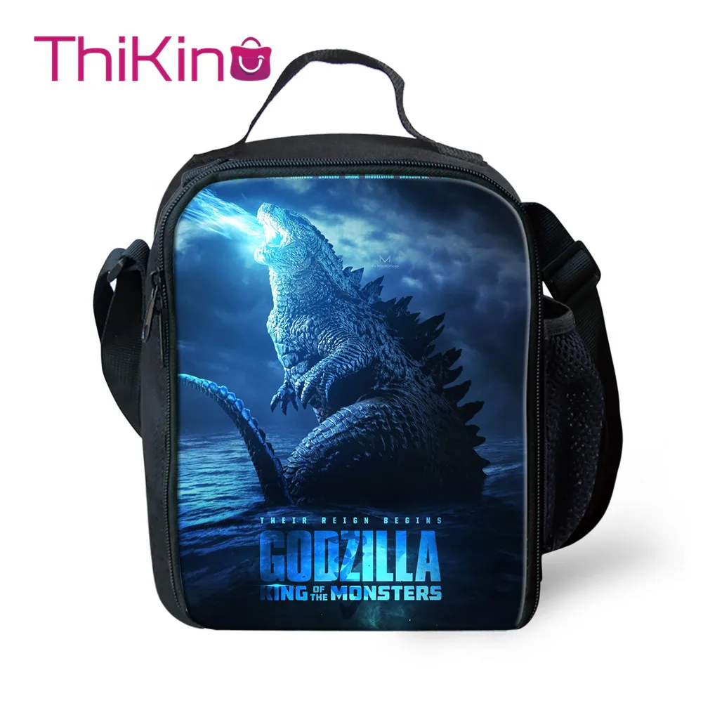 

Thikin Godzilla Final Monstar Lunch Bags for Teen Boys Fashion Portable Cooler Box Cartoon Pattern Tote Picnic Pouch