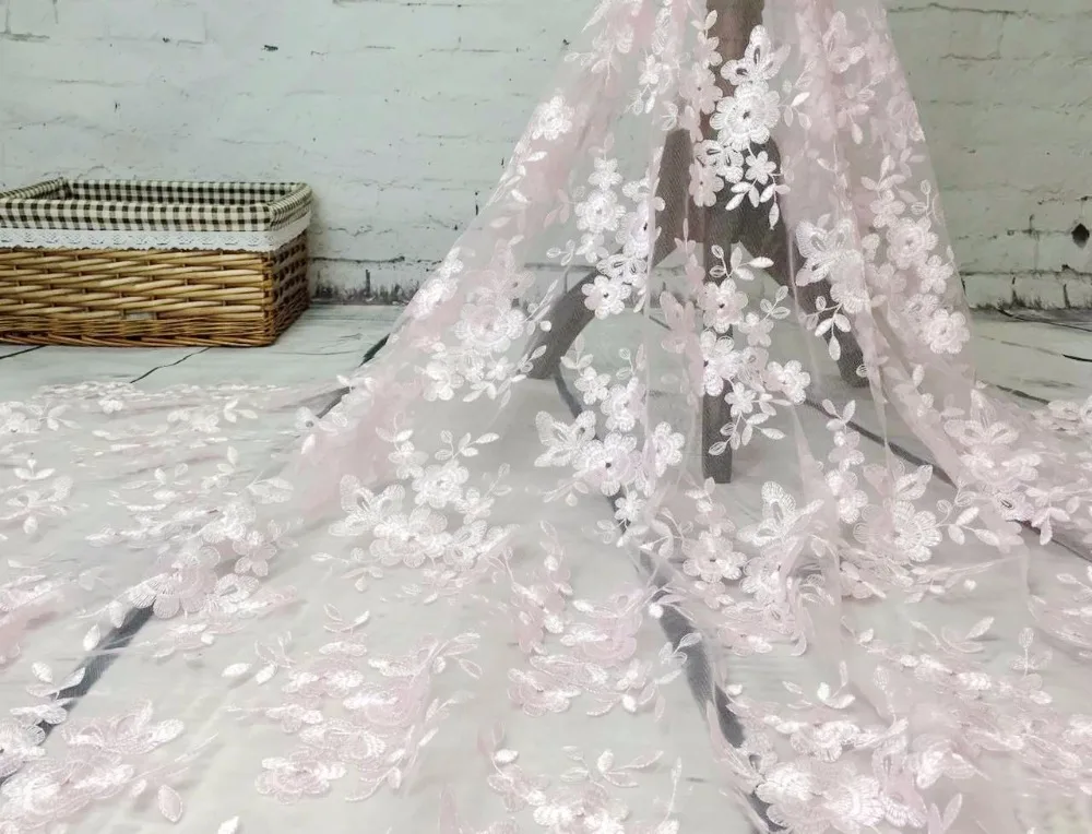 Высококачественная модная французская кружевная ткань высокого качества африканский тюль вышитый цветок прозрачная сетчатая кружевная ткань для свадьбы