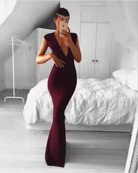 

Top Quality Lady Sexy V Neck Maxi Long Bandage Dress 2017 Knitted Elastic Elegant Party Dress