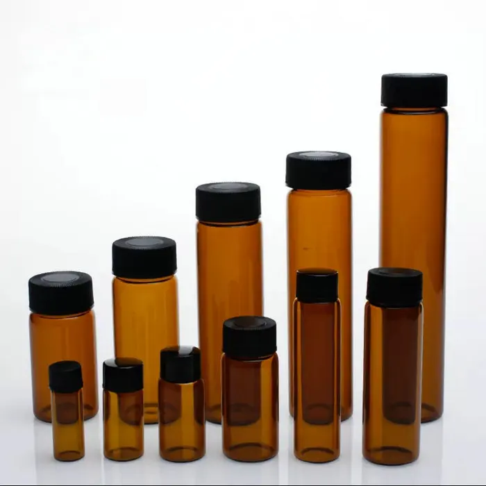 3ml to 50ml Amber clear Glass sample bottles brown screw mouth