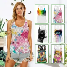 Yoga Vest Sleeveless Printed Slim Quick Drying Gym Yoga Sport Shirt Women font b Fitness b