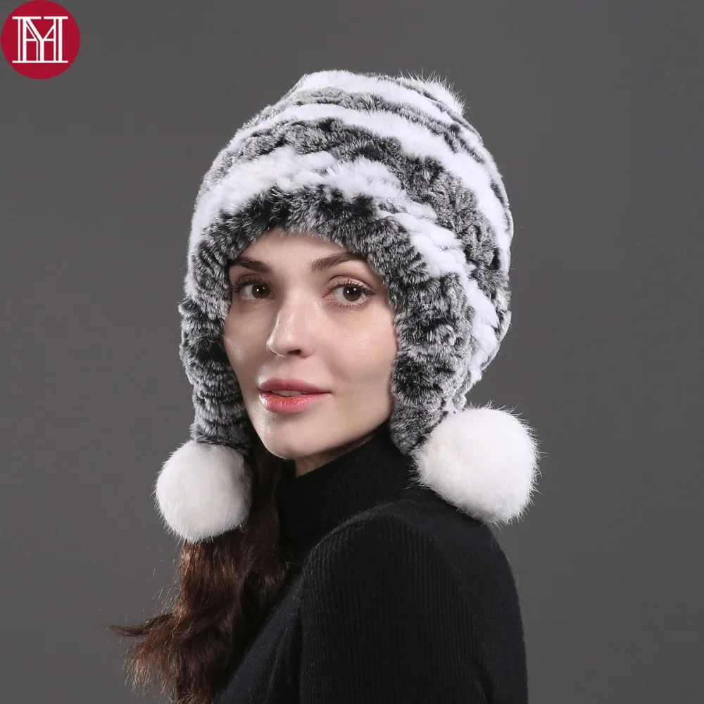 

new good elastic knitted real rex rabbit fur beanies women winter real rex rabbit fur hat 100% natural real rex rabbit fur cap
