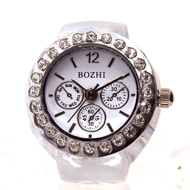 

2017 New Fashion Female Clocks Dial Quartz Analog Watch Creative Steel Cool Elastic Quartz Finger Ring Watch