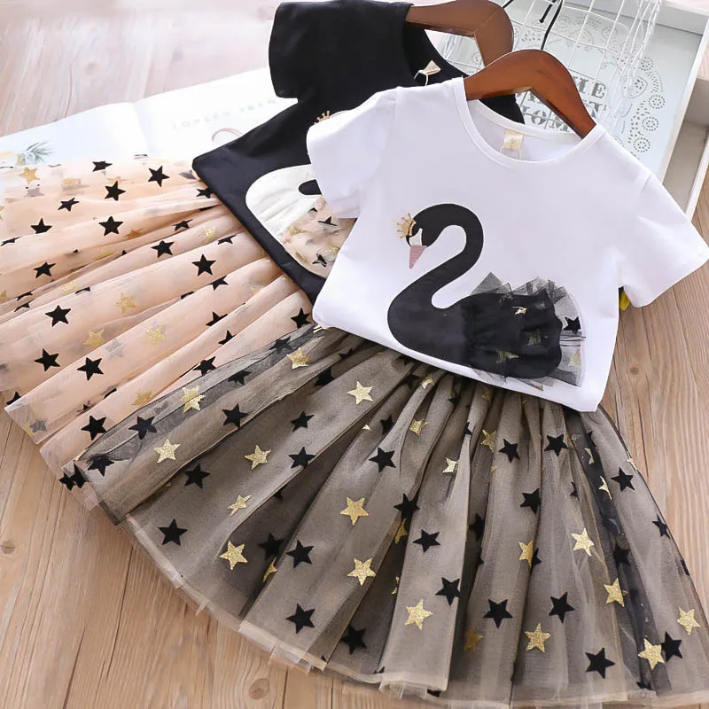 

girls summer clothes sets 2019 new girls boutique outfits cotton tops + skirts 2 pcs sets fashion high-grade girl summer outfits