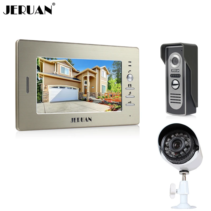 

JERUAN luxury 7`` LCD Video Intercom Door Phone System 1 Monitor 1 700TVL Access Camera + 700TVL Analog Camera+FREE SHIPPING