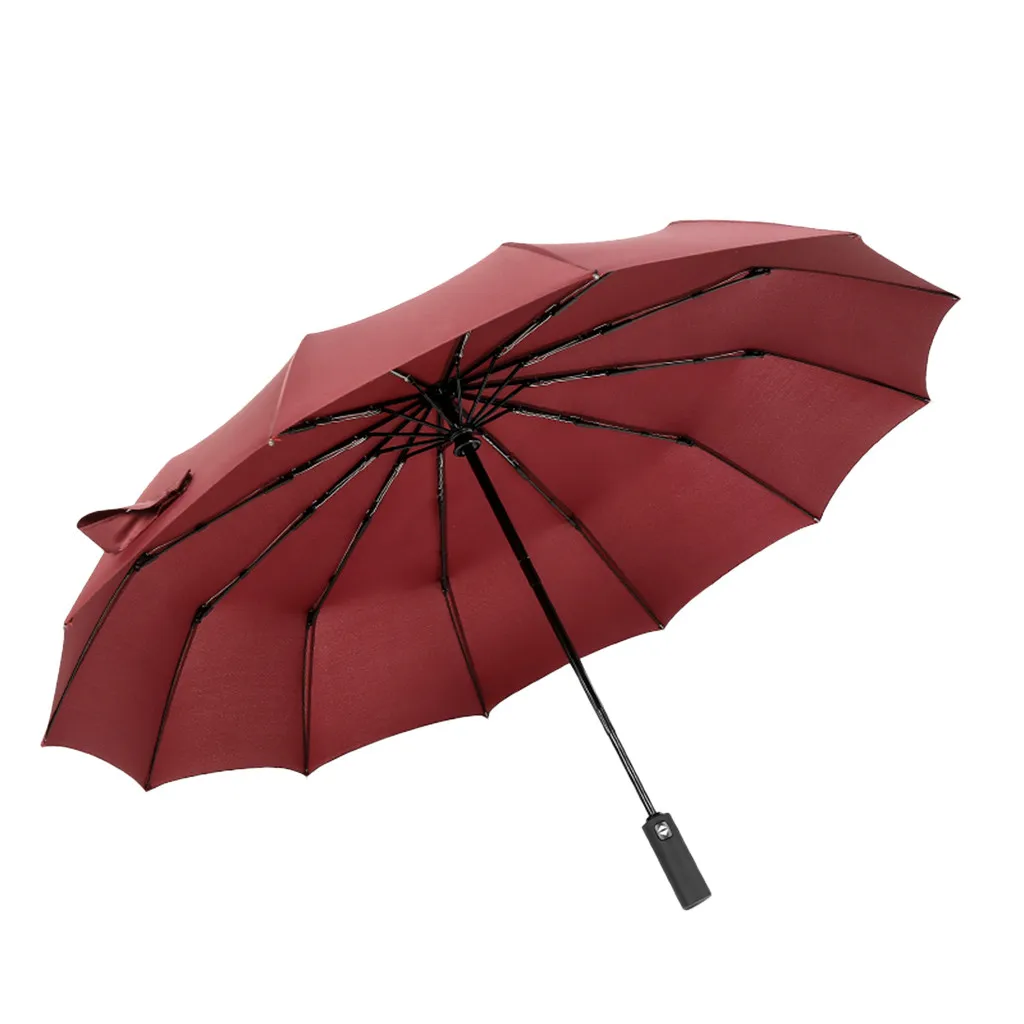 12 Bone автоматический зонт Анти-ветер толстый деловой Зонт три сложения анти-УФ ветрозащитный большой зонт для мужчин и женщин Apr 8 - Цвет: red