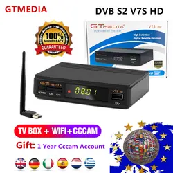 Европа 1 год 7 Clines сервер Cccam GTMedia V7S HD + USB Wi Fi Цифровой Спутниковый телевизор Поддержка, Dolby, Newcam, Youtube