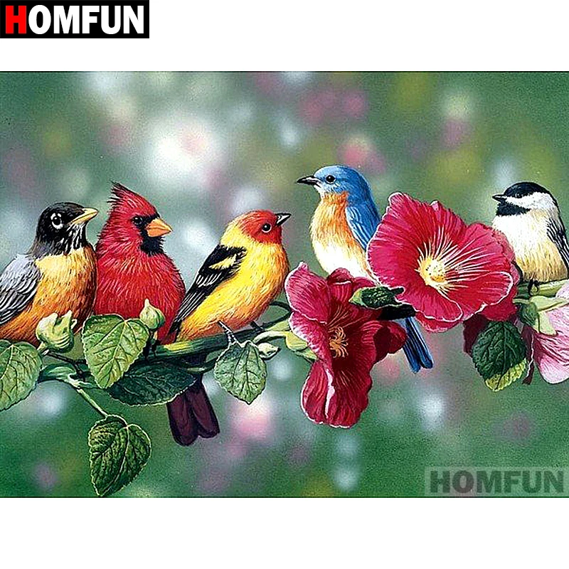 

HOMFUN Full Square/Round Drill 5D DIY Diamond Painting "Bird & Flower" Embroidery Cross Stitch 5D Home Decor Gift A07080