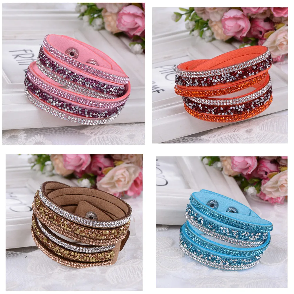 

016 Multi Layer Slake Leather Bracelet Christmas Gift with Clasp Handmade Charm Bracelets pulseras