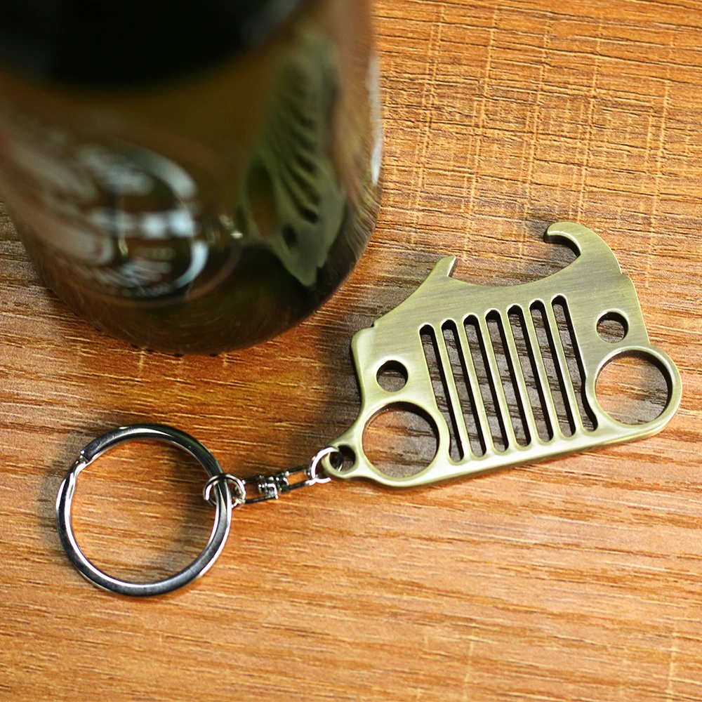 1 шт. 4 цвета серебро/черный/бронза/красный из меди и нержавеющей стали 3D брелок для Jeep Wrangler брелок/открывалка для бутылок пива