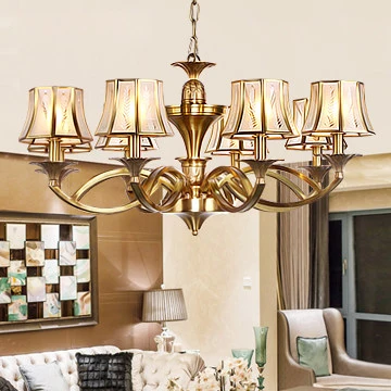 

European Vintage 100% Copper Pendant Lights Fixture American Country Hanging Lamps Home Indoor Lighting Bedroom Foyer Lamp D86cm