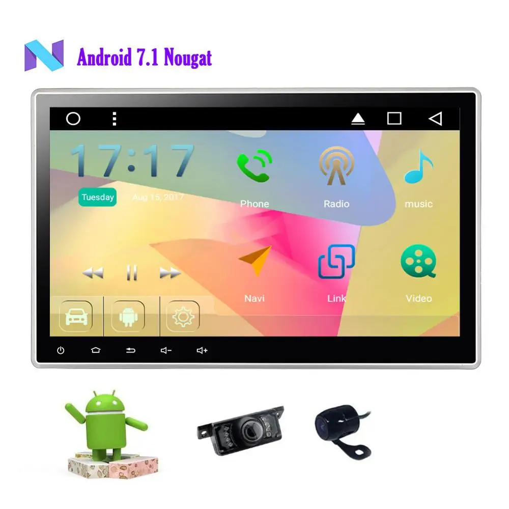 Камера+ 2 din Android 7,1 автомобильный стерео gps 10,1 ''автомобильный dvd-плеер в тире головное устройство радио приемник Поддержка WiFi/Bluetooth/сабвуфер