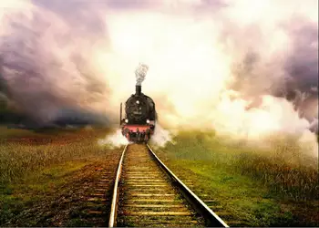 

SHENGYONGBAO Art Fabric Custom Photography Backdrops Prop Scenery Rail Train Vintage theme Photo Studio Background 19128-18