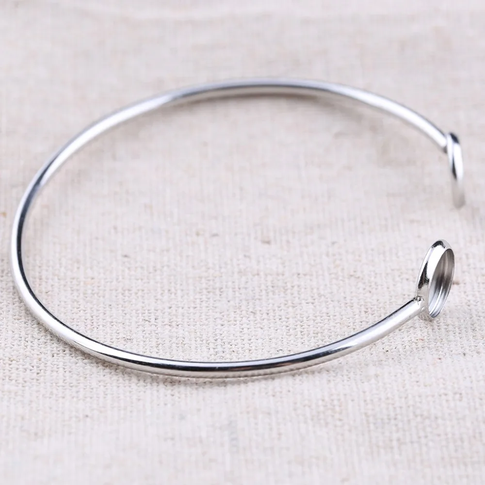 onwear 5pcs stainless steel fitting 8mm cabochon bangle base diy blank cuff bracelet setting trays for jewelry making