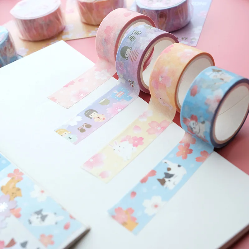 

20mm wide Cute cartoon animal /Cherry blossoms decoration washi tape DIY planner scrapbooking diary masking tape