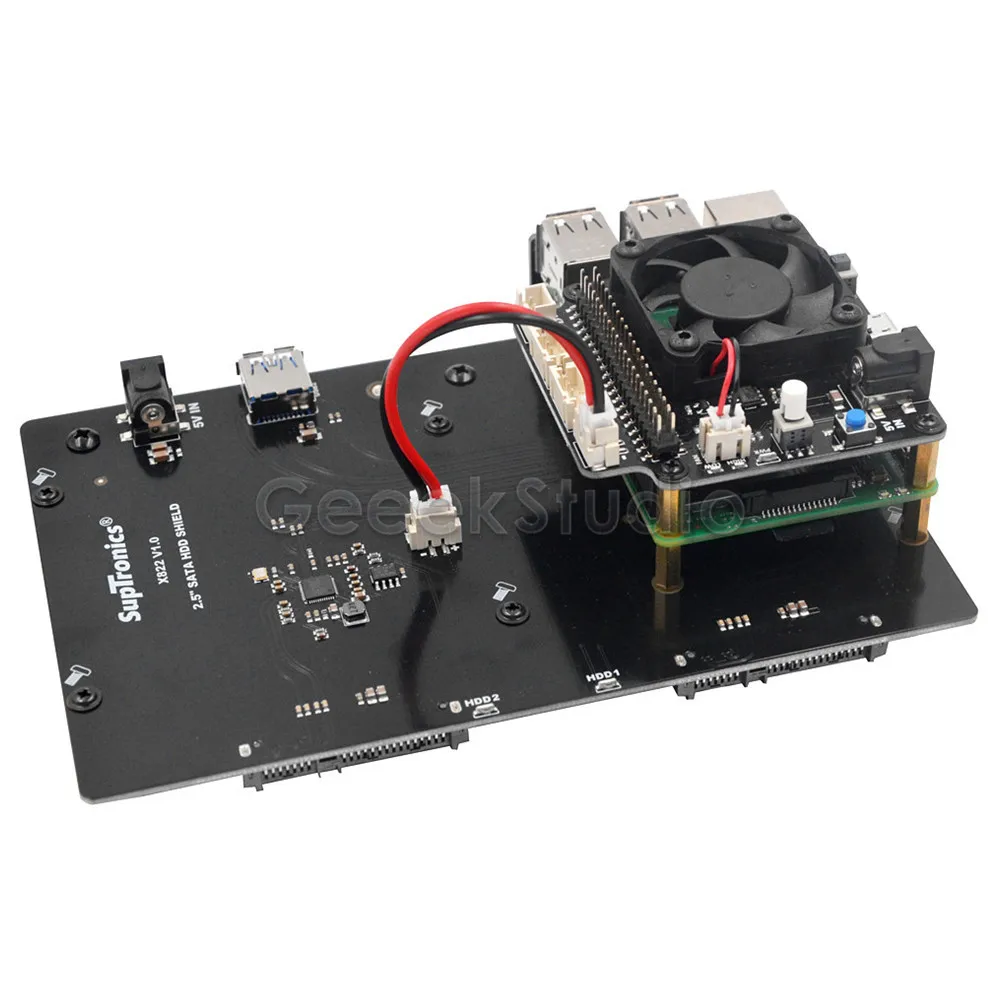X822 двойной 2 5 &quotSATA HDD/SSD щит USB 3 0 Плата расширения адаптер питания для Raspberry Pi 1