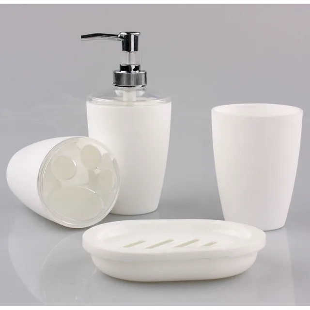 4pc plastic elegant soap dish dispenser shampoo bottle toothbrush holders box storage organizer bathroom accessories set - Bathroom Accessories Set 4pc plastic elegant soap dish dispenser shampoo bottle toothbrush holders box storage organizer bathroom accessories set - Bathroom Accessories Set