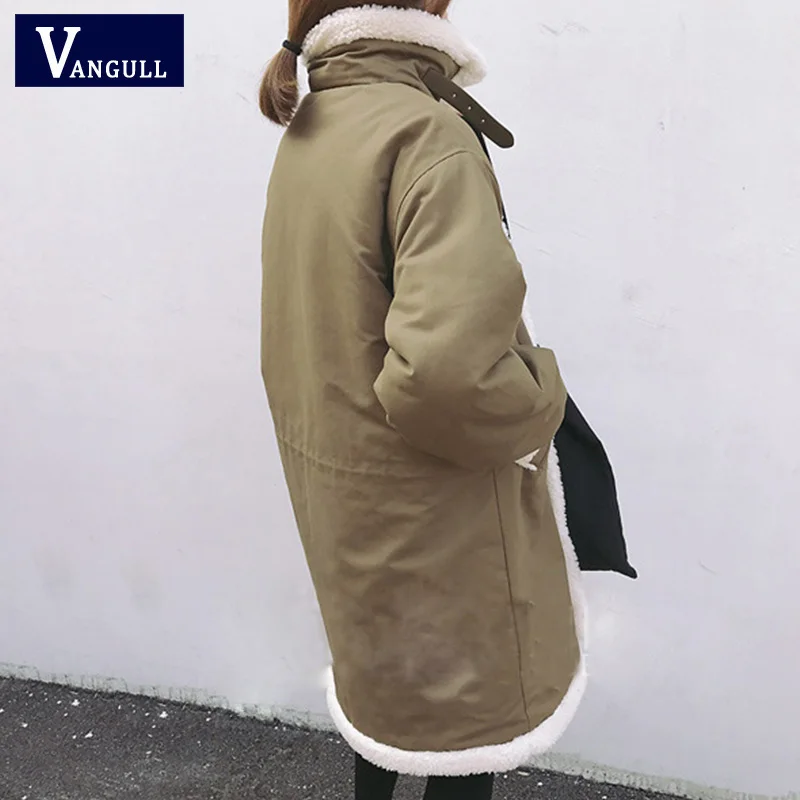 Vangull плюс размер 5XL Женские парки зимние пальто меховая подкладка теплая Женская куртка средней длины флисовая кашемировая подкладка пальто Верхняя одежда