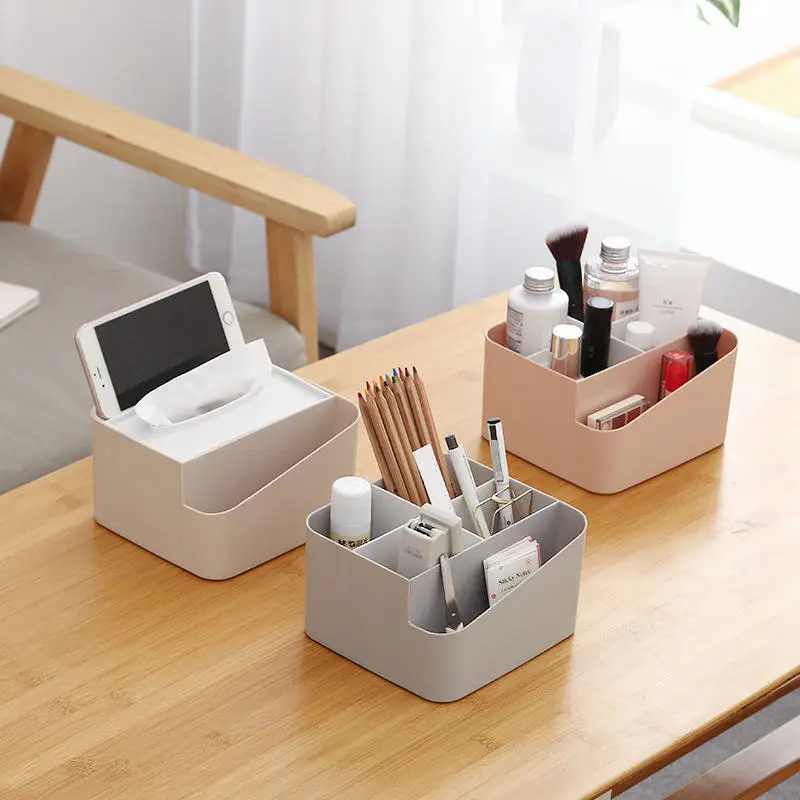 

Multifunction Tissue Box Office Home Living Room Desktop Sundries Jewelry Cosmetic Napkin Tray Remote Control Storage Organizer