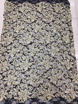 

New design embroidered tulle mesh Lace Fabric with flower sequins For wedding dress L-101915 African lace fabric