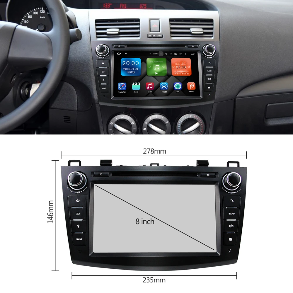 Eunavi 2 din TDA7851 Android 9 автомобильный DVD мультимедийный плеер для MAZDA 3 2007-2012 2din gps навигация радио 4 Гб 64 Гб стерео dsp bt