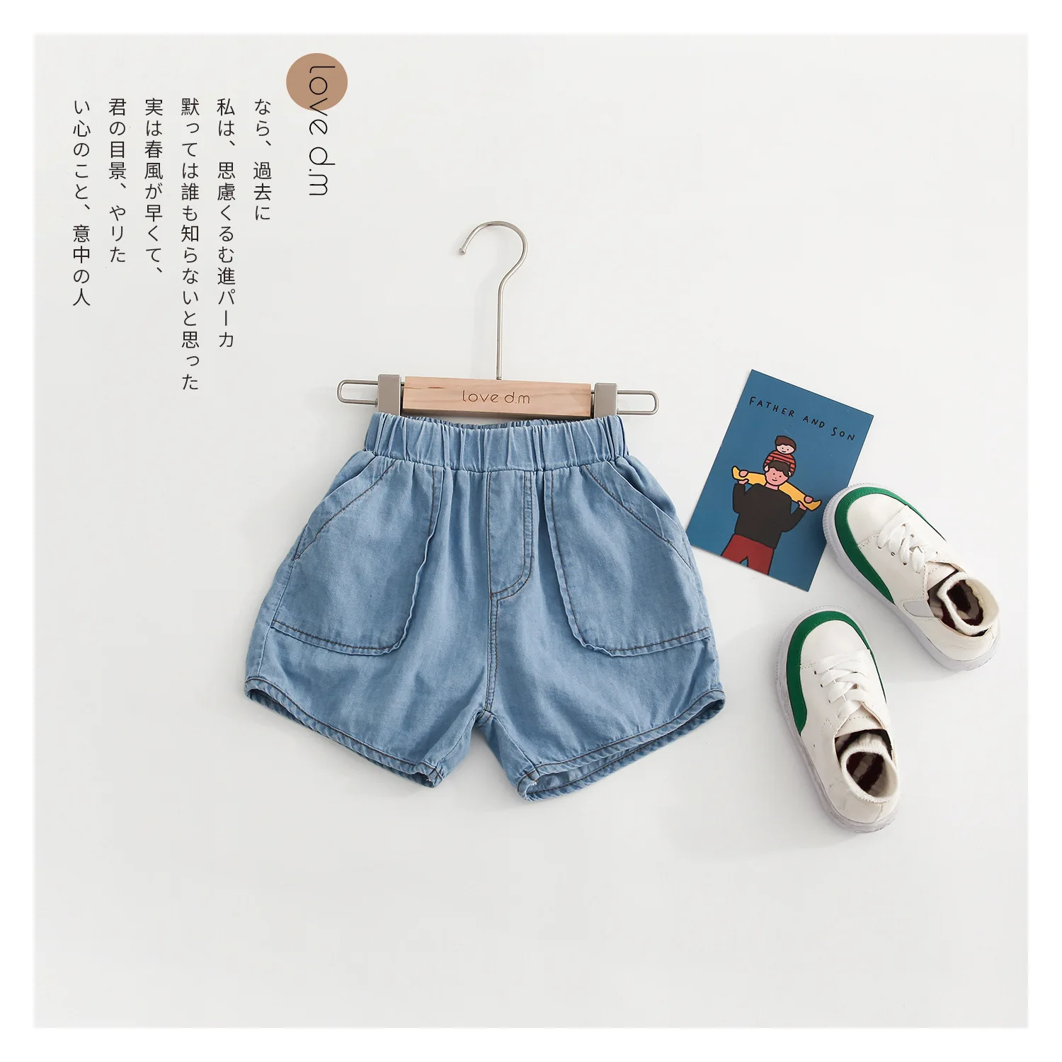 

WLG boys girls casual shorts baby denim blue big pockets all match short children clothes