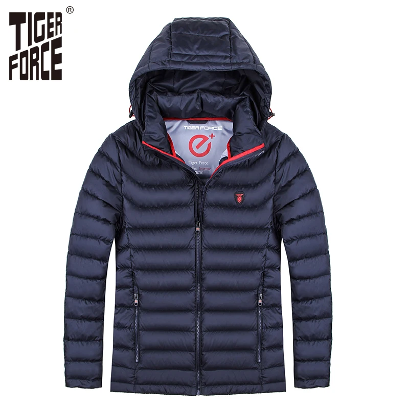 FORÇA TIGRE 2017 Moda Homens Jaqueta de Inverno Casaco Acolchoado Bio-com base de Algodão Outono Homem Jaqueta de Capuz Destacável Livre Europeia grátis
