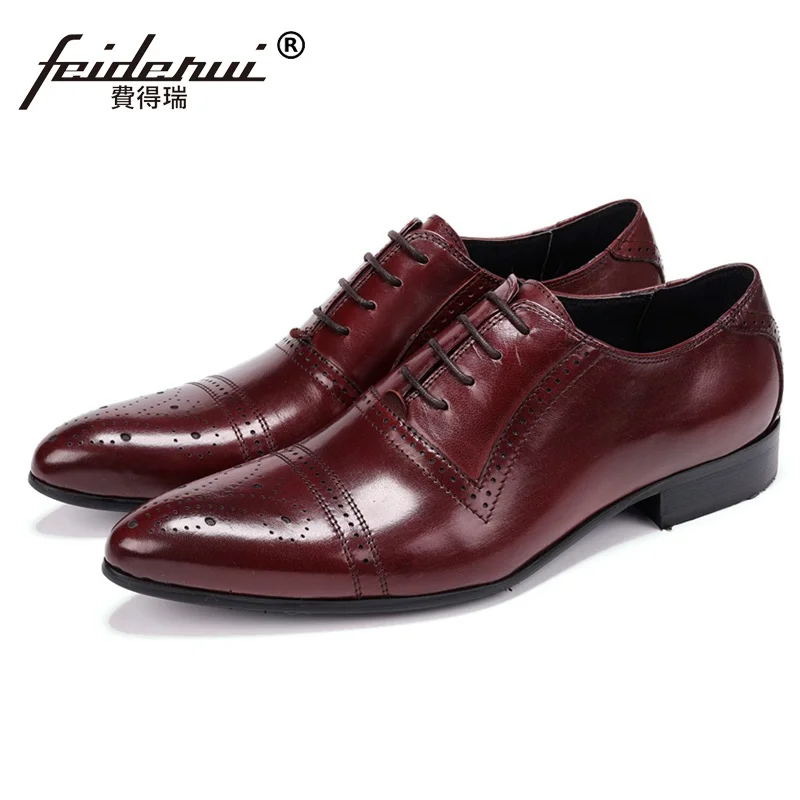 Luxury Man Handmade Wedding Shoes Genuine Leather Semi Brogue Carved