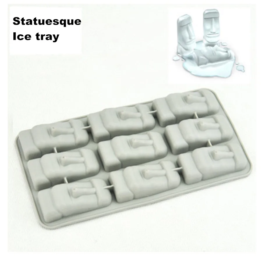  3pcs/Set Ice Cube Tray Mold Makes Ice Mould Novelty Gifts Easter Island Statuesque Ice Tray Summer Drinking Tool Kitchen Tool 